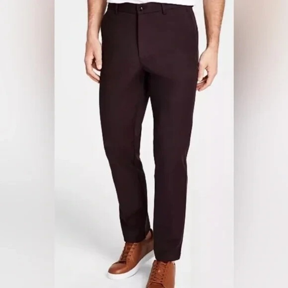 Michael Kors Mens Classic Fit Cotton Stretch Pants Blackberry 38Wx30L E06902